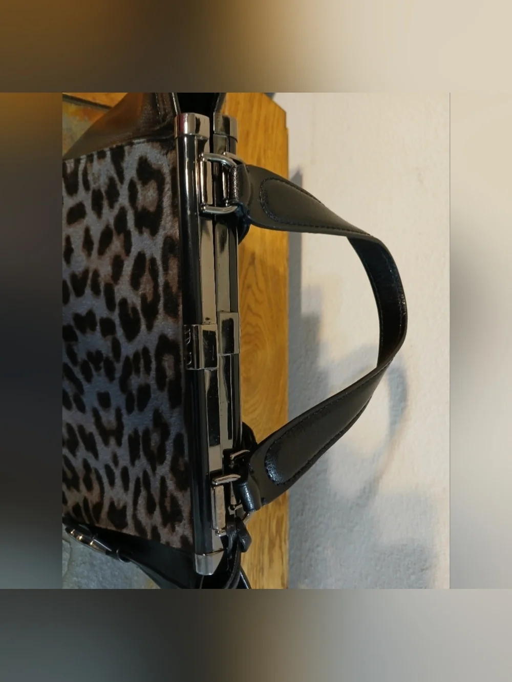 Diane Von Furstenberg Leopard Print Satchel in Gray and Black